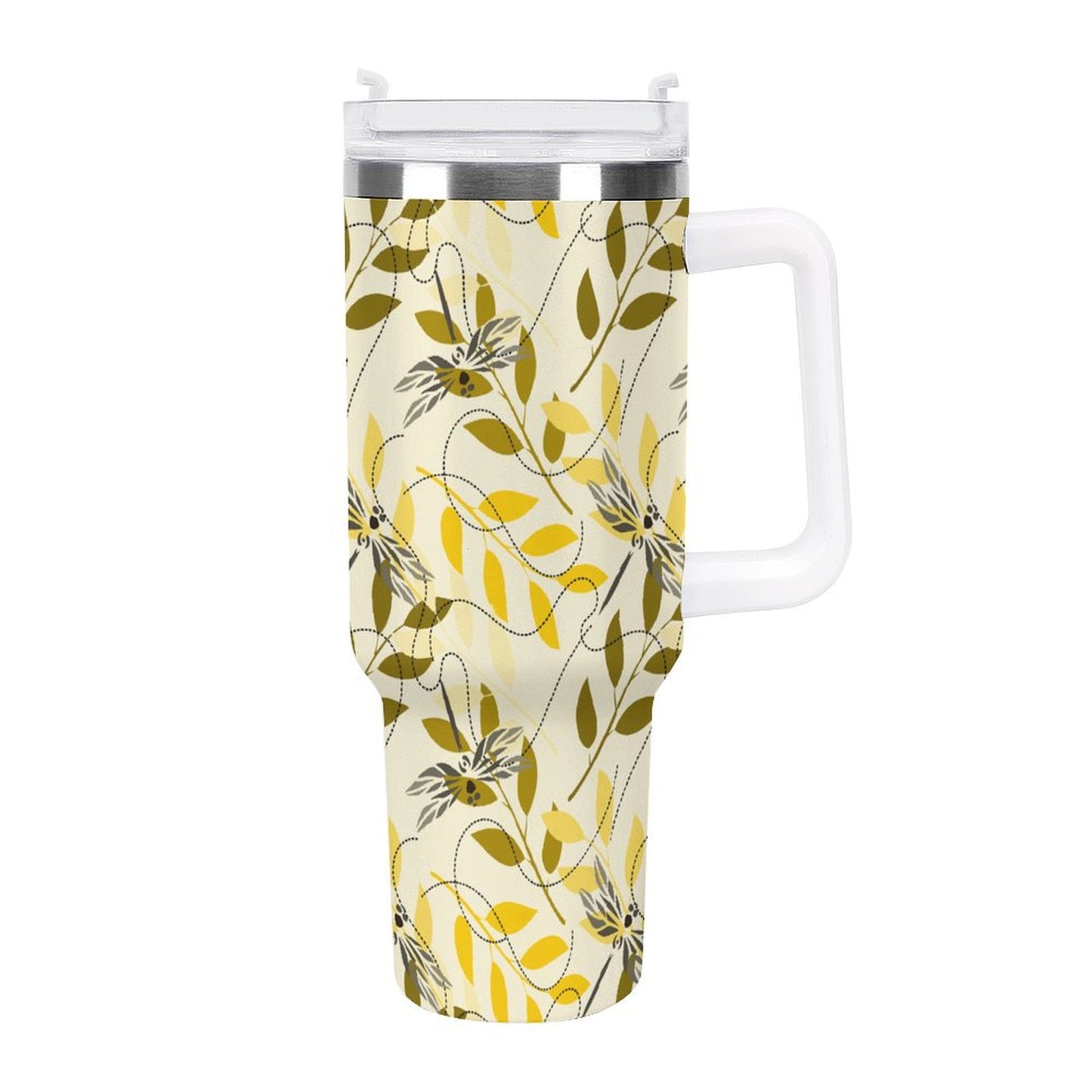 PHDT00190 POD US Local Tumbler 40 oz Large Capacity Car Cup Dragonflies, Prints, Leaves