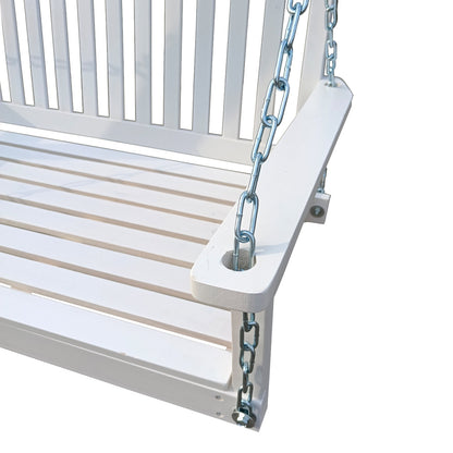 US Local Front Porch Swing With Armrests, Wood Bench & Hanging Chains For Outdoor Patio