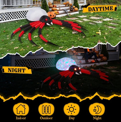 US Local 11.8 FT Halloween Inflatables Crawling Spider Outdoor Decorations With Rotating LED Lights