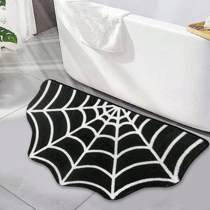 US Local Halloween Carpet 23.6x15.7 Inches And 31.5x19Inches Gothic Carpet Spider Web Indoor Rug Halloween Bathroom Mat Non-Slip Carpet Spider Web Bath Mat Suitable For Front Door, Bedroom, Living Room