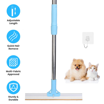 US Local 1Pc Pet Hair Removal Rake With 54.33in Adjustable Telescopic Rod Multi-Fabric Dog Cat Hair Scraper Lint Shaver For Carpet Rug Clothes Couch