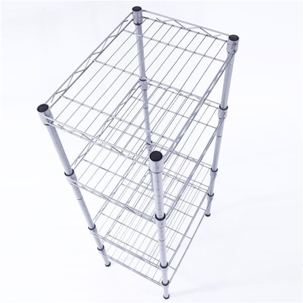 US Local Rectangular Four Story Household Storage Rack, Silver Gray