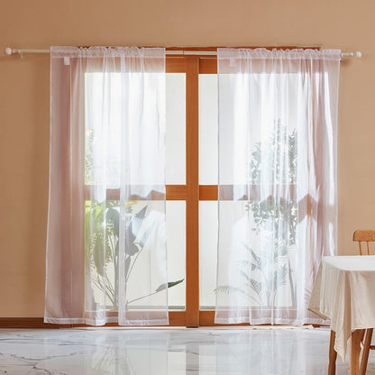 US Local Sheer Curtains 52 W X 84 L Inches 2 Panels Window Drapes Rod Pocket Polyester
