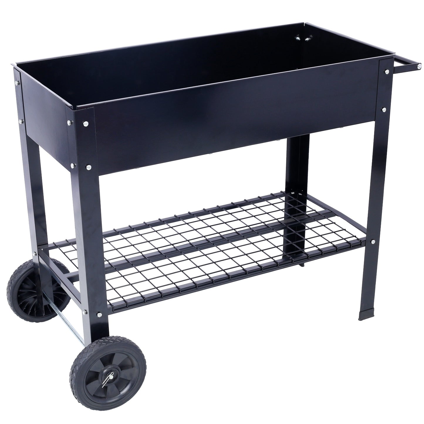 US Local Products Elevated Mobile Raised Ergonomic Metal Planter Garden Bed For Backyard, Patio W Wheels, Low