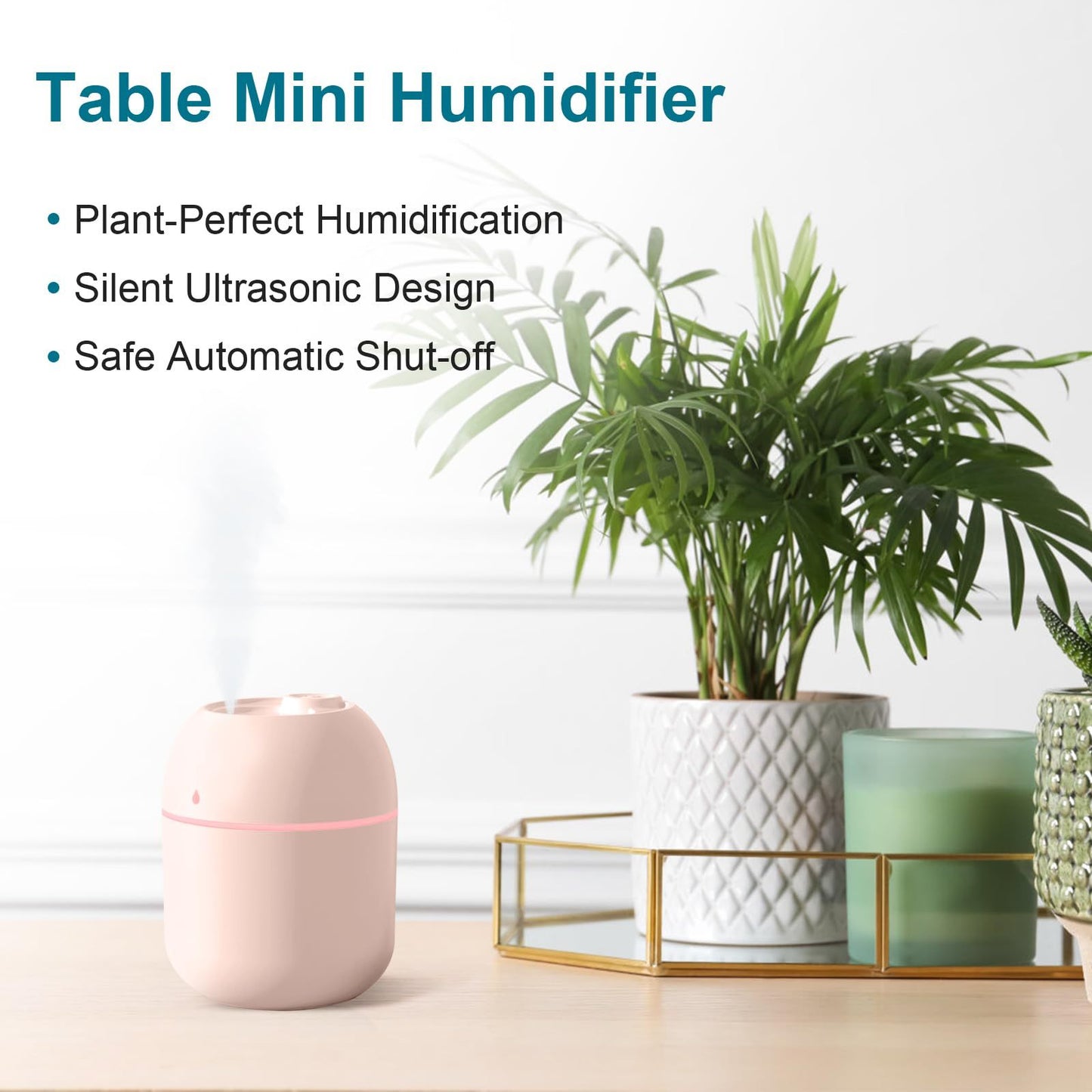 US Local Portable Mini Humidifier 220ml Small Cool Mist Humidifier USB Personal Desktop Humidifier For Bedroom Travel Office Home