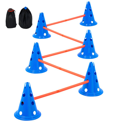 US Local VEVOR Dog Agility Hurdle Cone Set 6 PCS Kit-12 XCones 6 XAgility Rods With Bag