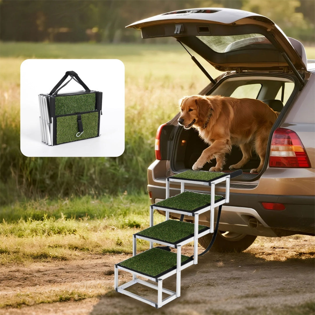 US Local Foldable Dog Ramp For Cars, SUVs, Trucks, Portable Pet Dog Stairs For Large Dogs With Non-Slip Surface Reinforced Design, Lightweight Yet Sturdy Supports Up To 250lbs