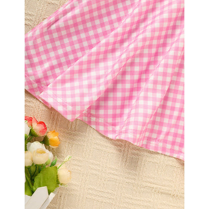 US Local Sweet Baby Toddler Girl's Short Sleeve Letter Heart Print Doll Collar Dress With Matching Headband