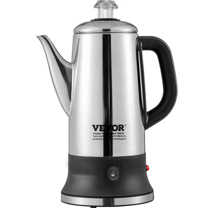 US Local 12-Cup Electric Percolator Coffee Pot, 304 Stainless Steel Coffee Percolator With Keep Warm Function & Heat-Resistant Handle, Classic Coffee Maker, Quick Brew & Easy-Pour Spout, Silver
