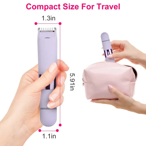 US Local 2 In 1 Bikini Trimmer For Women Dual Head Cordless Body Shaver IPX5 Waterproof Rechargeable Pubic Hair Razor Wet And Dry Use For Bikini Underarm Leg Arm Body Face