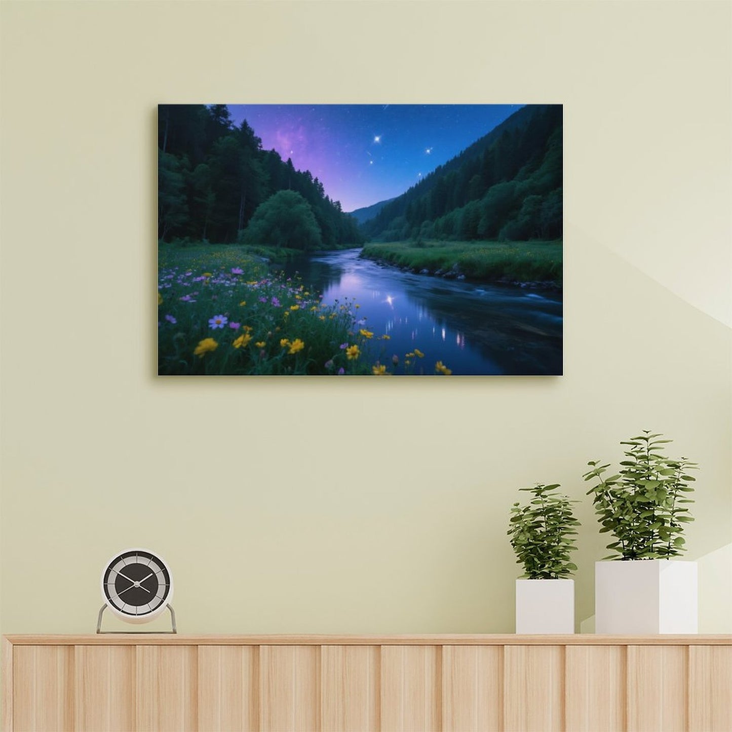 Decorative Interior Frame Painting Mountain-river-starry-summer-5