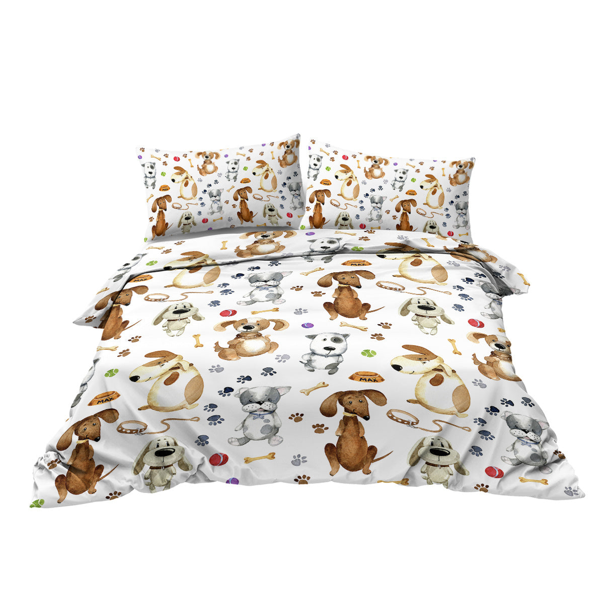 US & UK Local  Kids' Duvet Cover Sets Animals Pastel Duvet Covers Cartoon Dogs Paws Pattern Bed Sets 3 Pieces 1 Duvet Cover And 2 Pillow Cases Cute Puppy Dogs Bedding For Kids