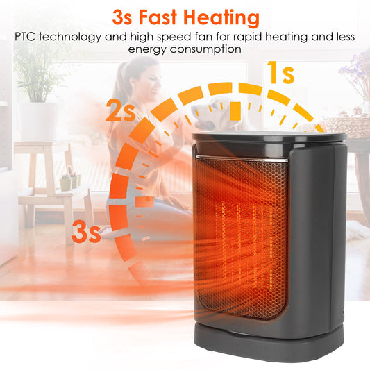 US Local 1500W Electric Space Heater Ceramic Heater Fan 90 Degree Oscillating Heating Fan With 3 Modes Remote Control Digital Display Tip-over Overheating Protection For Home Office