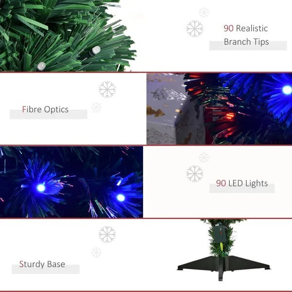 CA Local 3FT Pre-lit LED Optical Fiber Christmas Tree Artificial Holiday Decor With Stand