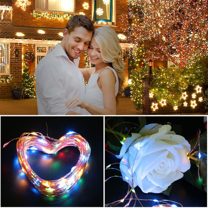 US Local 2 Light Color Options -- 1Pc Solar String Light Outdoor IP65 Waterproof Copper Wire String Lights Solar LED Fairy Lamps Wedding Party Festival
