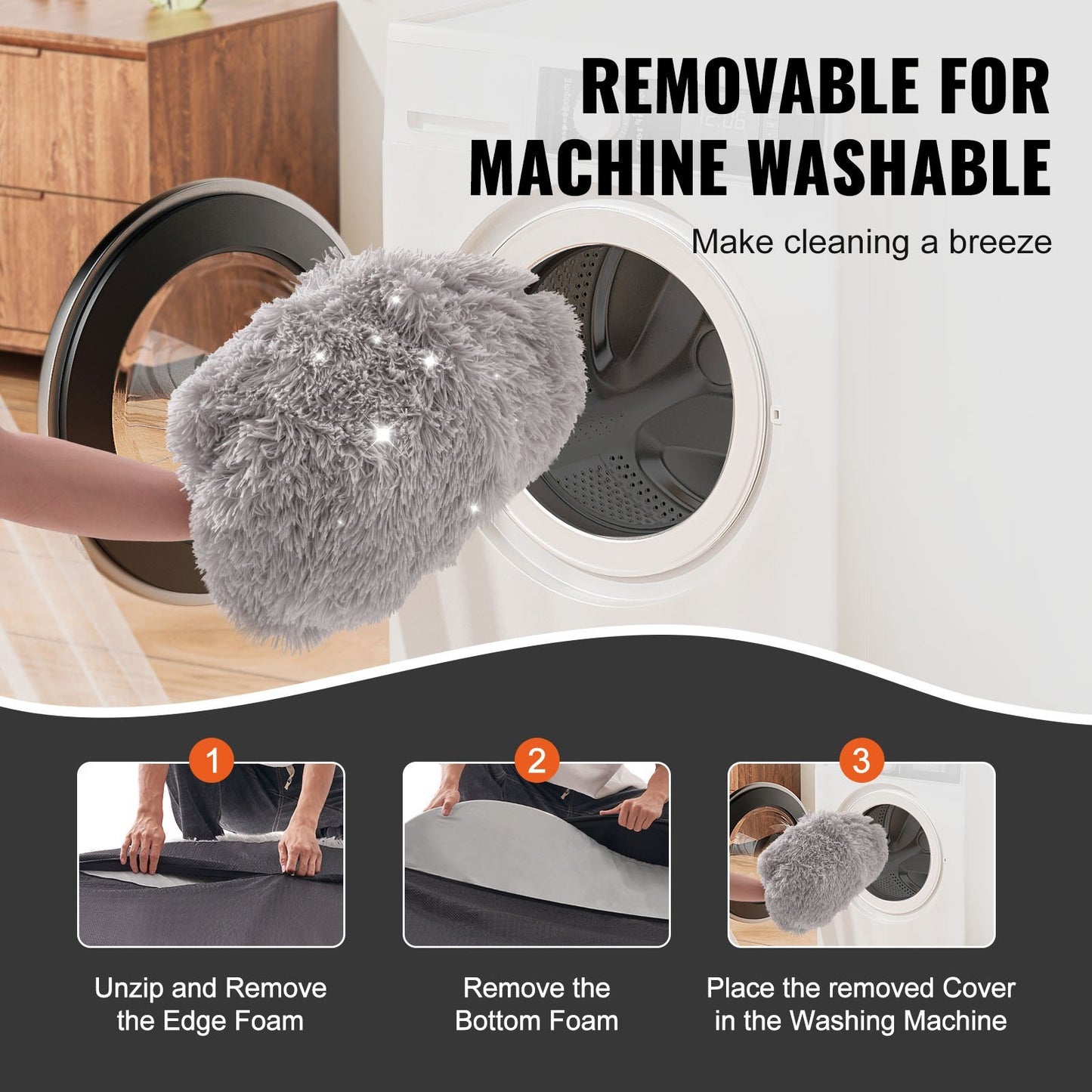 UK Local Human Dog Bed, 72" X48"x10" Giant Human Dog Bed For Adult, Human Size Dog Bed With Washable PV Velvet Cover, Egg Orthopedic Foam, Storage Pocket, Large Dog Bean Bed For You And Pet, Light Grey