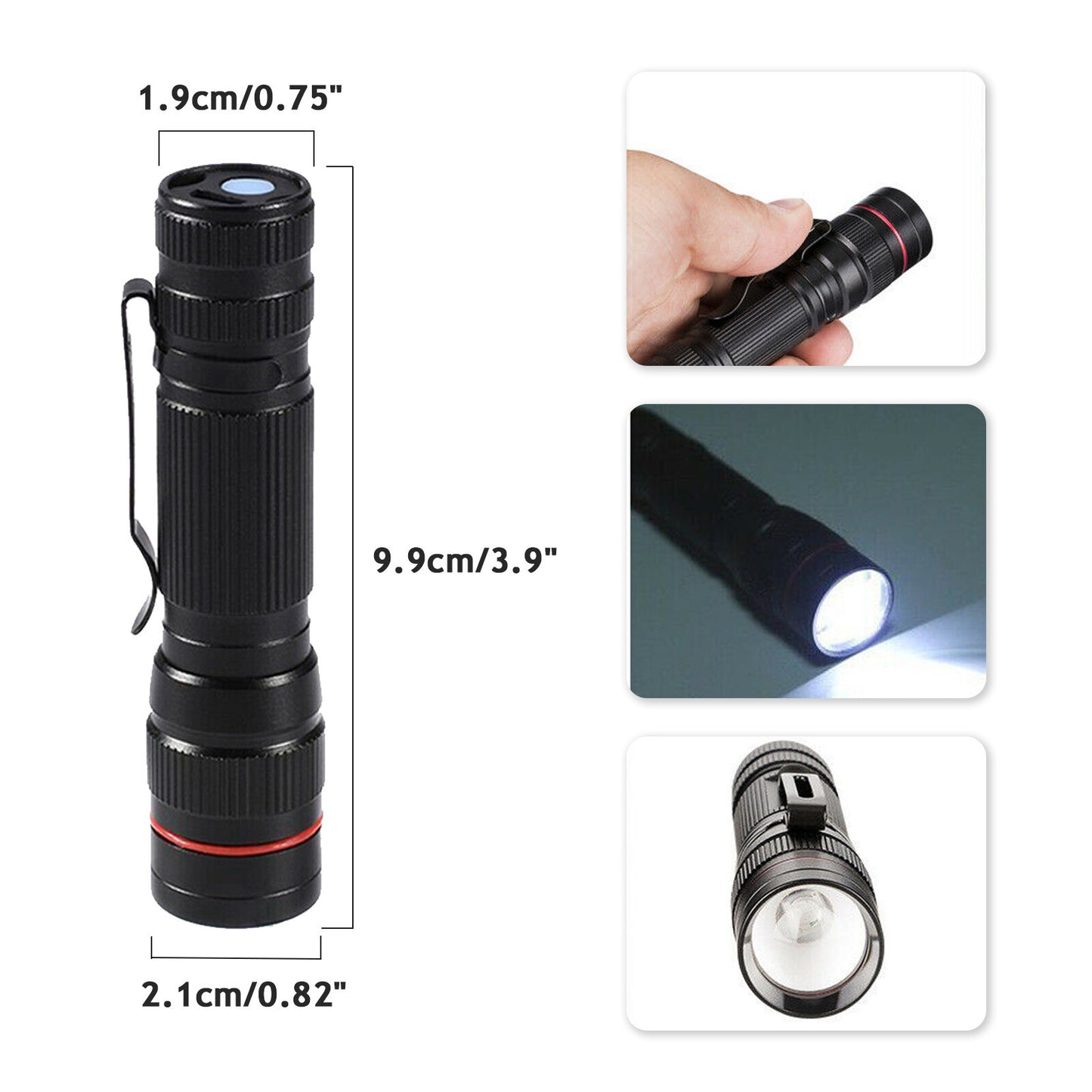 UK Local LED Military Flashlight USB Rechargeable Tactical Zoom Torch Most Powerful Mini Pen Light