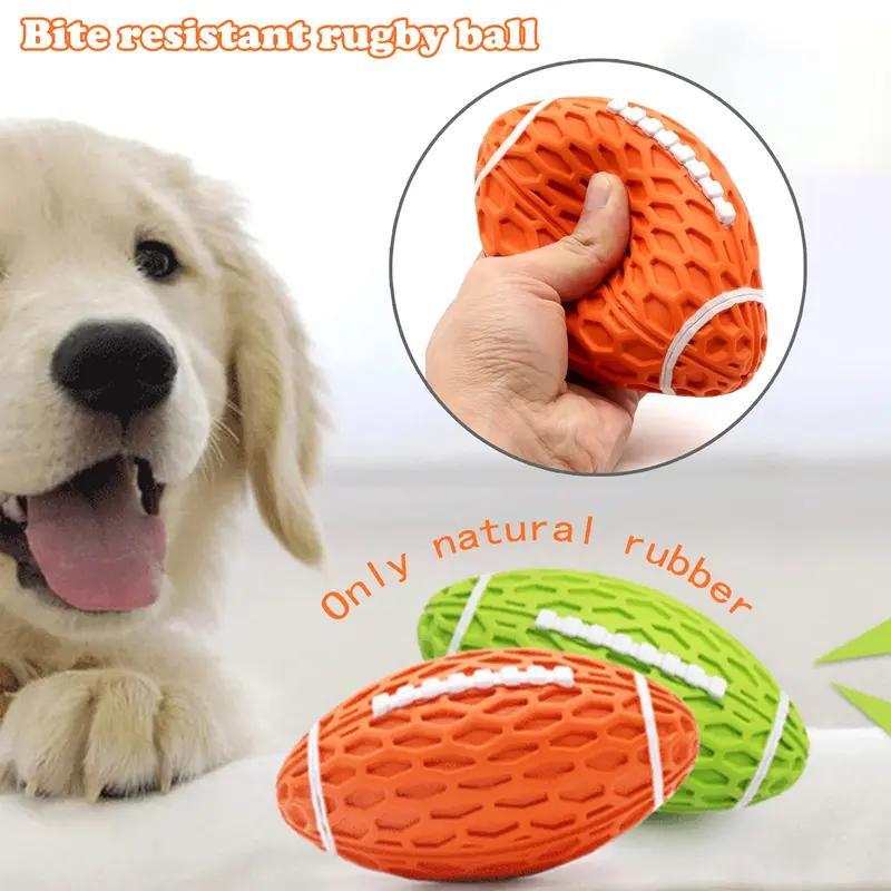 US Local Dog Rubber Chew-resistant Interactive Squeaky Football Toy