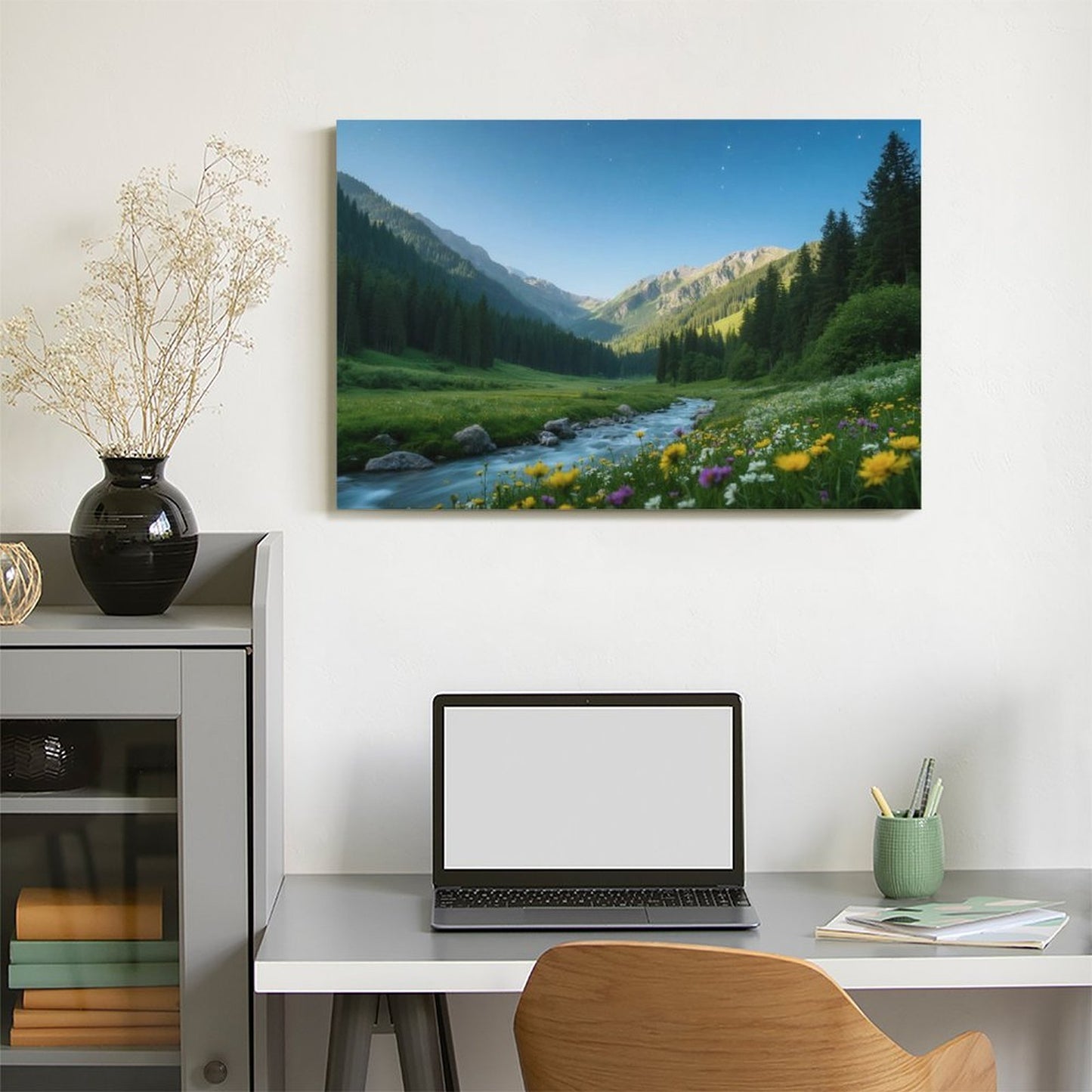 Decorative Interior Frame Painting Mountain-river-starry-summer-1