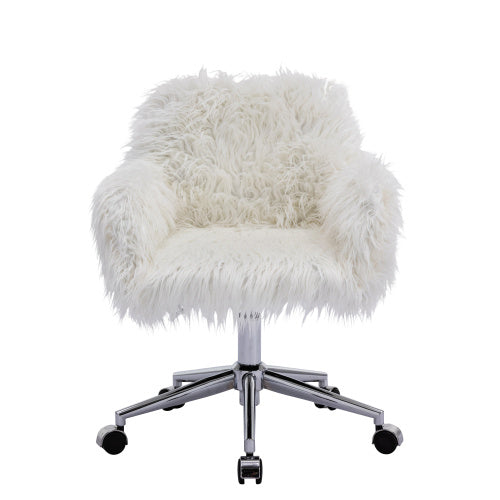 US Local Modern Faux Fur Home Office Chairs, Hairy Chairs For Girls, Makeup Dressing Chairs