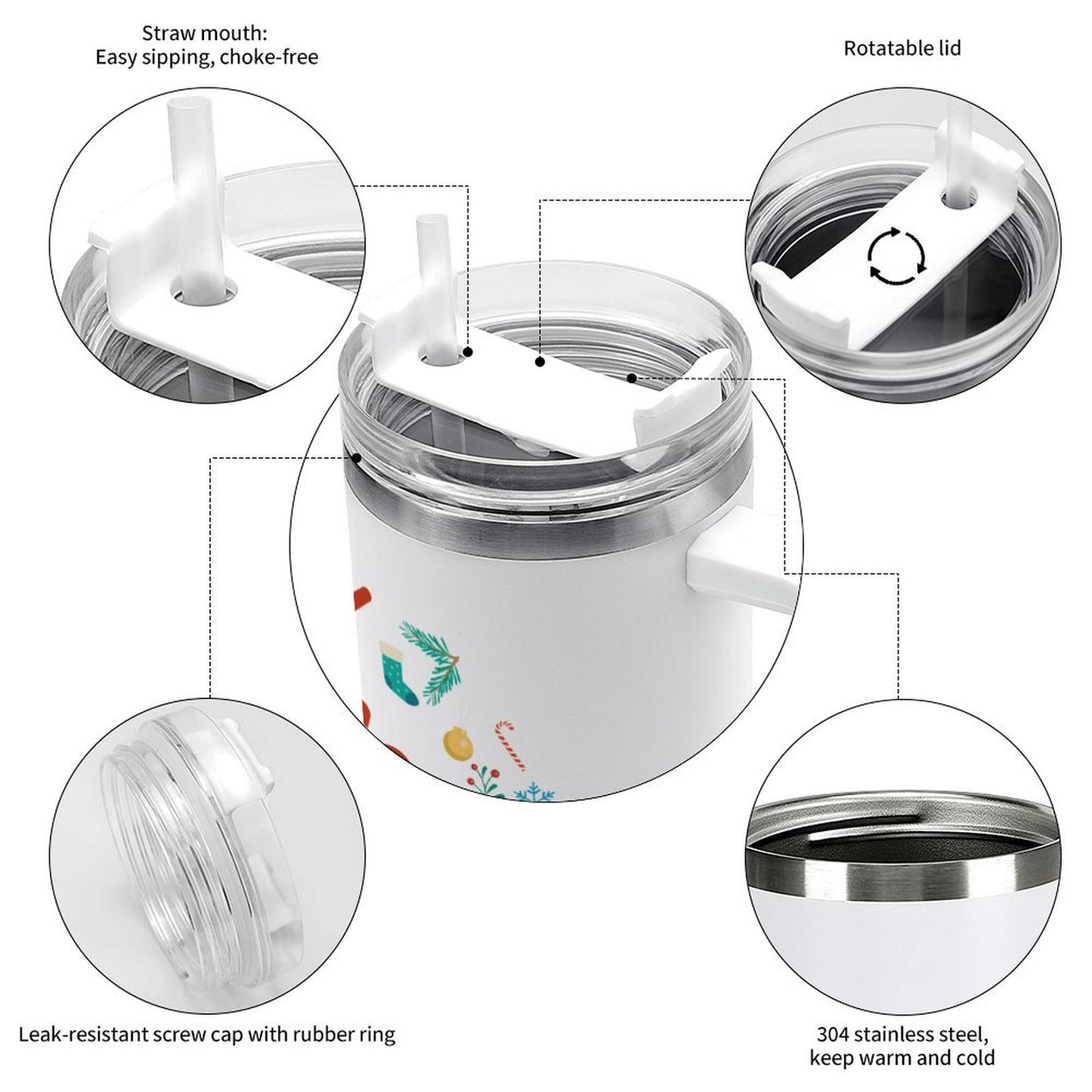 PHDT00191 POD US Local Tumbler 40 oz Large Capacity Car Cup Christmas Santa Claus Gifts