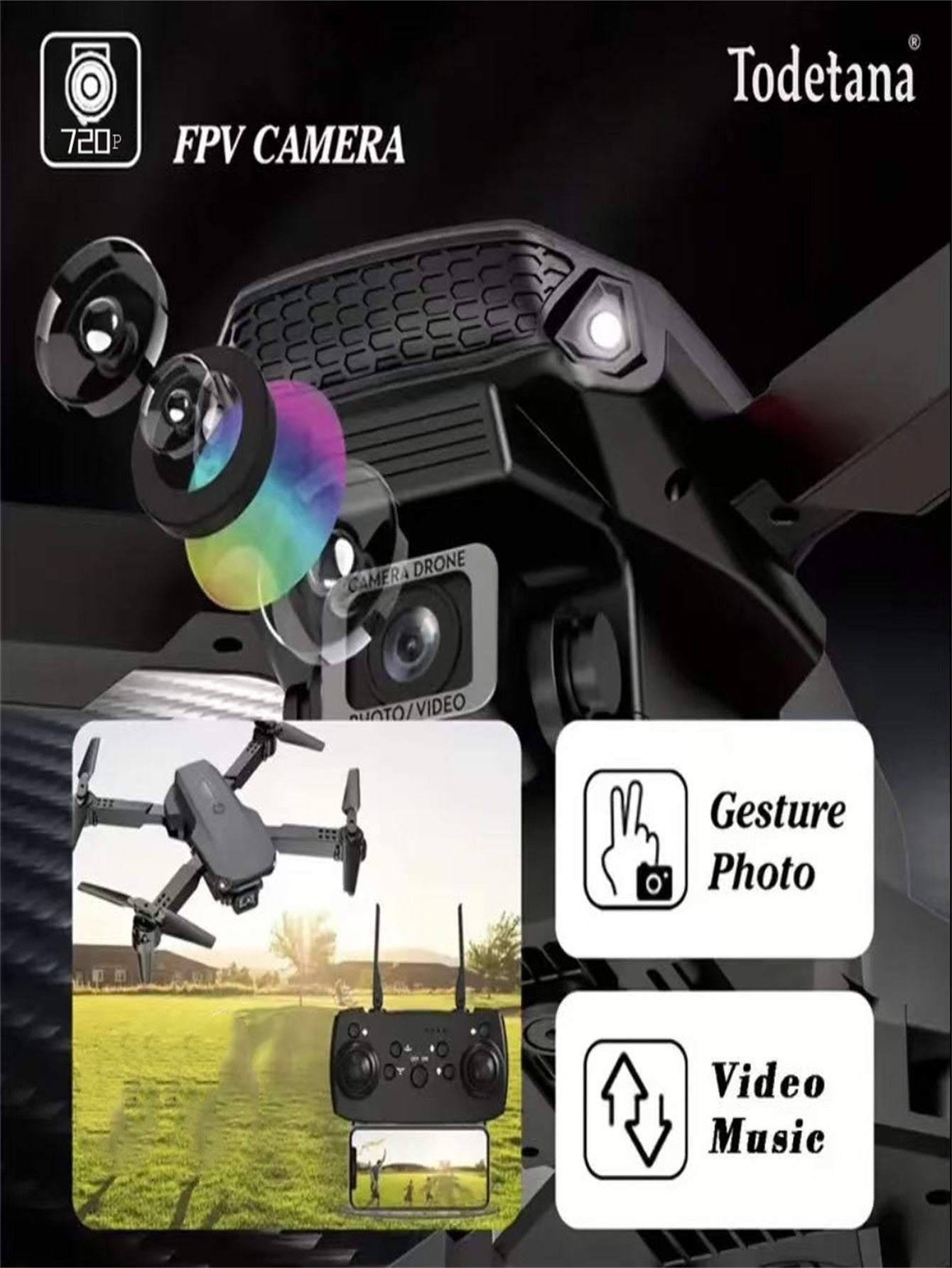 US Local The Battery Configuration Of The E88 Smart Camera Drone Features Real-time Image Transmission From A Single Camera. It Has One-click Touch And Landing Functions. This Is A Foldable Remote-controlled D