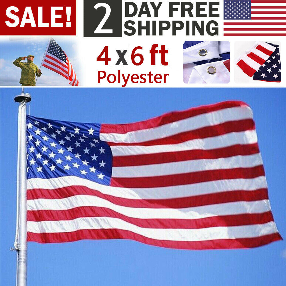 US Local 4X6FT Polyester American Flag 120cmX180cm USA Flag Outdoor Yard Decor Stars Brass Grommets