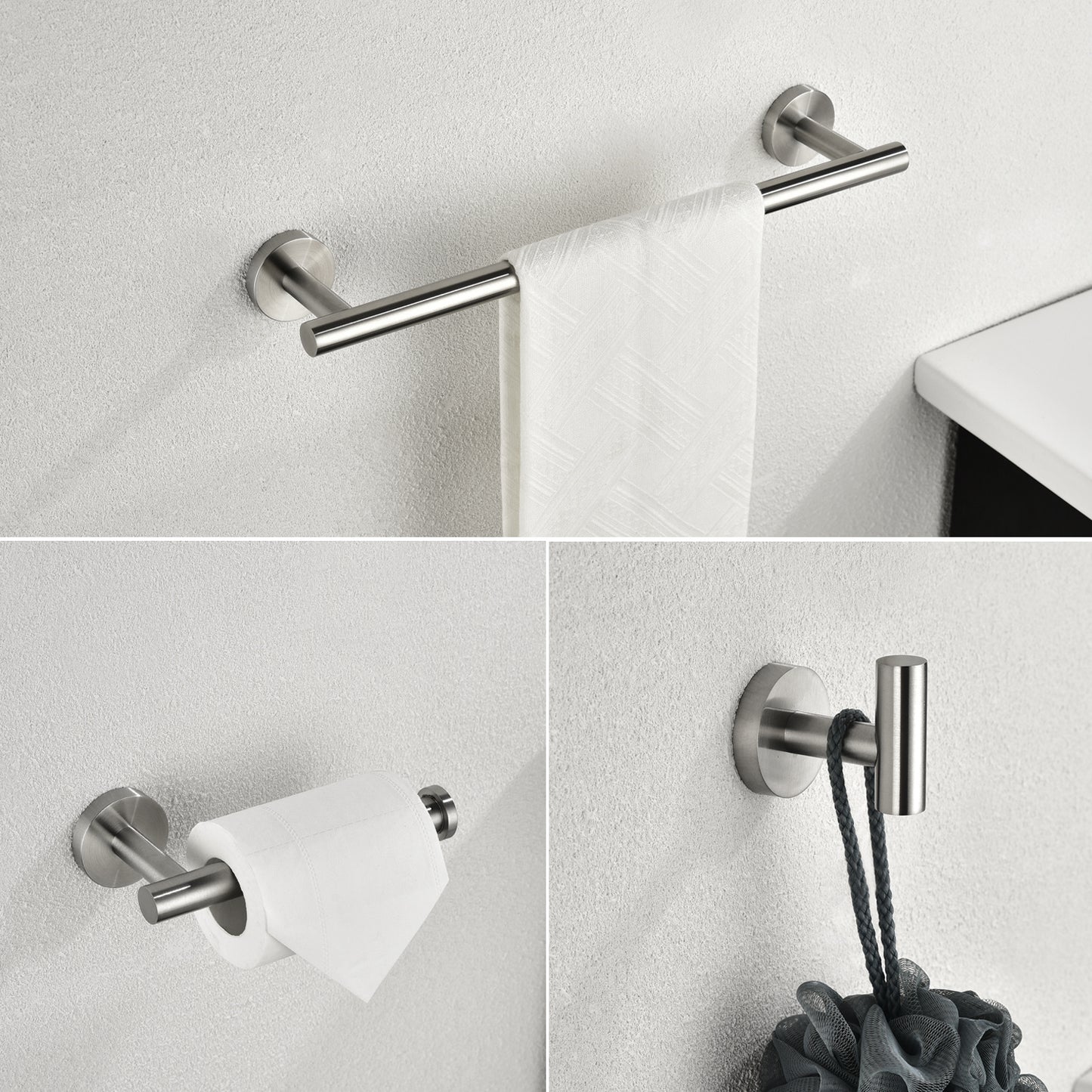 US Local 3-piece Set Of Bathroom Hangers And Towel Racks