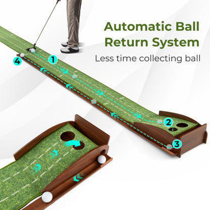 US Local Golf Putting Mat Practice Training Aid With Auto Ball Return And 2 Hole Sizes
