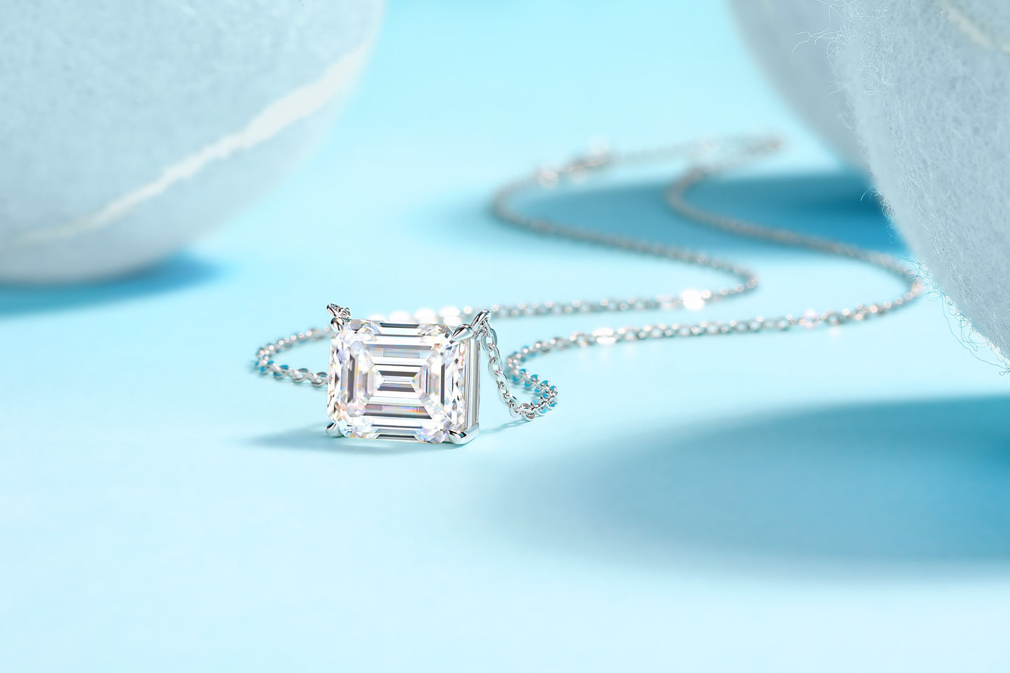 Mirage In The Mirror - A Trendy Diamond Pendant Necklace Set With Octagonal  Moissanite S925 Sterling Silver And Platinum Plating