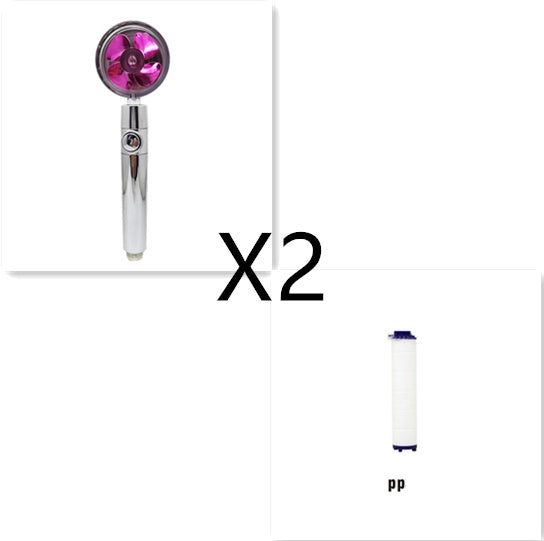 US Local Shower Head Water Saving Flow 360 Degrees Rotating With Small Fan ABS Rain High Pressure Spray Nozzle Bathroom Accessories