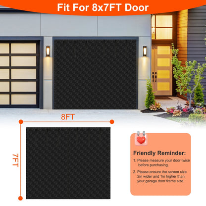 US Local 1 Pc 16x7FT Magnetic Thermal Insulated Garage Door Curtain For Winter Two Car Garage Screen With Magnetic Closure 8 Roll Up Buckle Straps For Two Cars Weatherproof Windproof Soundproof