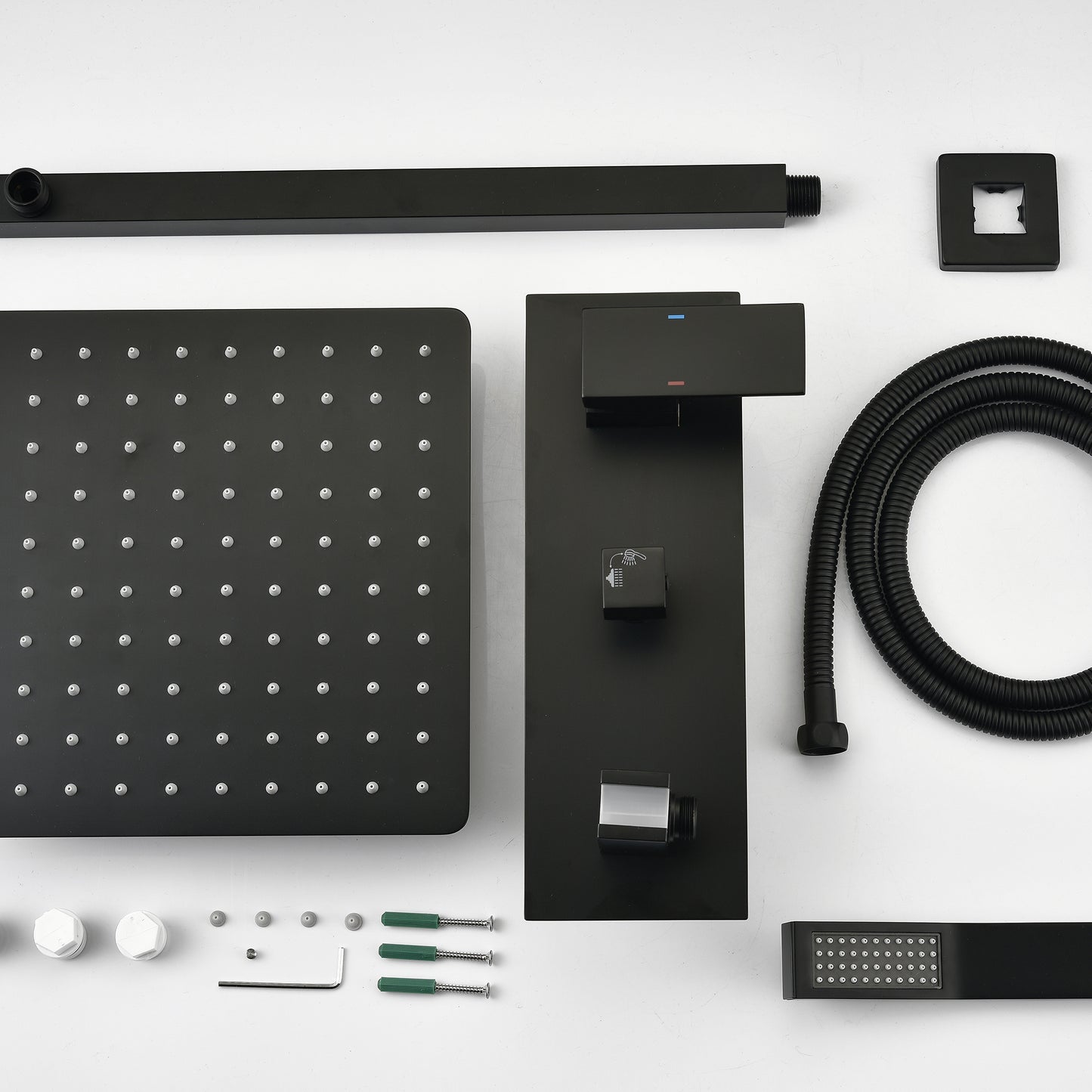 US Local Brass Matte Black Shower Faucet With Shower System, 10 Inch Shower Head And Handheld Spray Bathroom Deluxe Faucet Combination