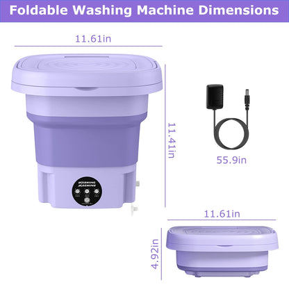 US Local 1Pc Portable Washing Machine Foldable Laundry Machine With Detachable Drain Basket 3 Modes Electric Clothes Washer For Underwear Socks Towels Baby Clothes