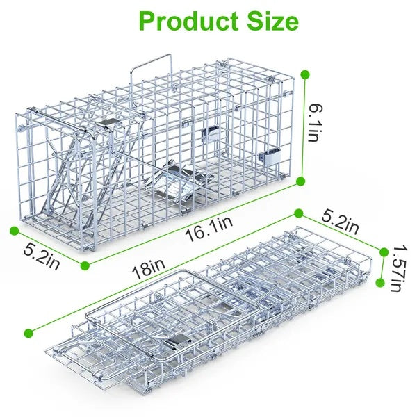 US Local 2Pcs Foldable Rat Trap Cage Humane Live Rodent Trap Cage Galvanized