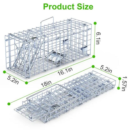 US Local 2Pcs Foldable Rat Trap Cage Humane Live Rodent Trap Cage Galvanized