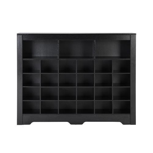 US Local Stylish Design 24 Shoe Cabinet Console, Modern Shoe Cabinet With Curved Base, Multifunctional Sideboard, High Quality, For Corridor, Bedroom, Living Room, Black