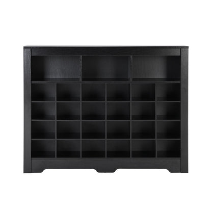 US Local Stylish Design 24 Shoe Cabinet Console, Modern Shoe Cabinet With Curved Base, Multifunctional Sideboard, High Quality, For Corridor, Bedroom, Living Room, Black