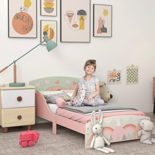 UK Local ZONEKIZ Toddler Bed Frame, Kids Bedroom Furniture For Ages 3-6 Years