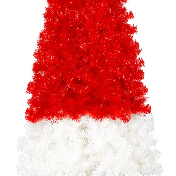 US Local 6FT Artificial Christmas Tree With LED Light, Santa's Hat Shape Artificial Whimsical Xmas Tree With 1050 Tip, Curved Xmax Tree