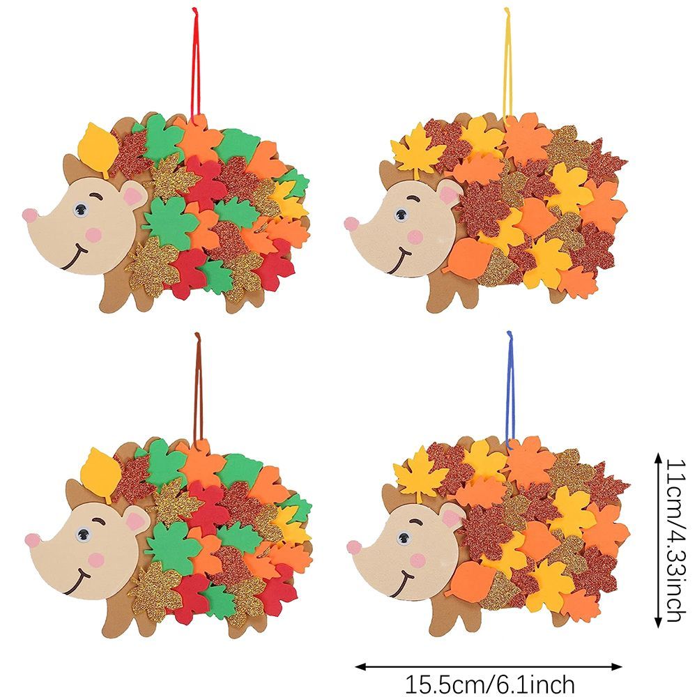 8 Pcs Fall Hedgehog Craft Kits Fall Leafy Hedgehog Ornaments Decorations Art Sets With Maple Leaves Wiggle Eyes For Thanksgiving Party Art Activities Birthday
