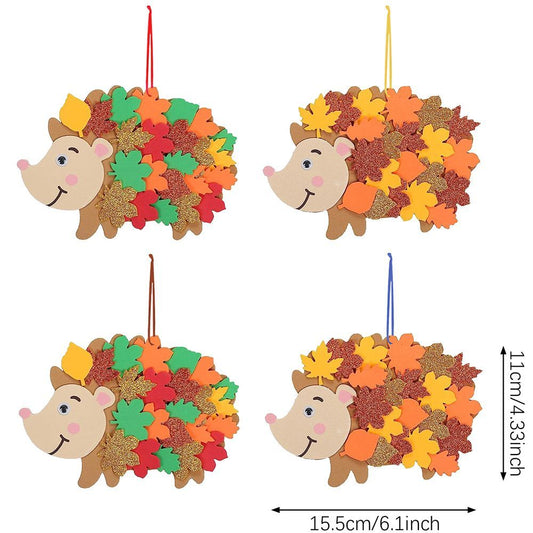 8 Pcs Fall Hedgehog Craft Kits Fall Leafy Hedgehog Ornaments Decorations Art Sets With Maple Leaves Wiggle Eyes For Thanksgiving Party Art Activities Birthday