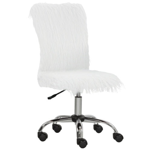 UK Local HOMCOM Plush Office Desk Chair, Modern Armless Swivel Vanity Chair With Adjustable Height For Home Office, Bedroom, Living Room,