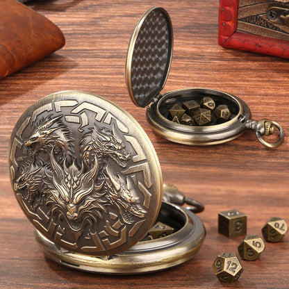 US Local Retro Creative Pocket Watch Shaped Tabletop Game Dice Set -7PCS Metal Polyhedral Dice, Steampunk Style Portable DND Dice Set, Exquisite Metal Craftsmanship, Adding Unique Charm To Tabletop Games