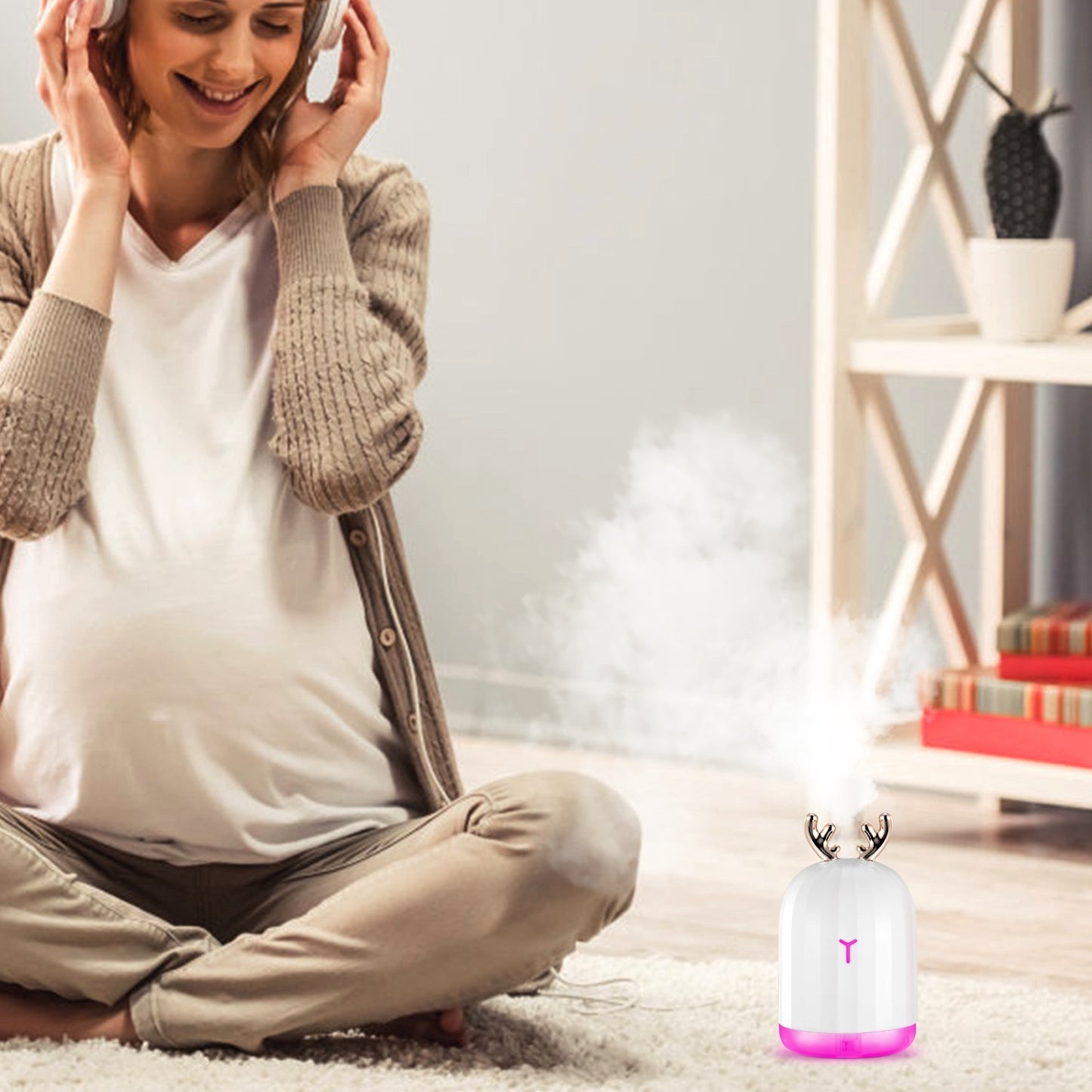 US Local 1Pc 220ml Cool Mist Humidifier Ultrasonic Air Diffuser Atomizer With 7 Color Breathing Lights Auto Off Office Home Yoga