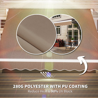 US Local 8' X 6.6' Patio Retractable Awning Manual Exterior Sun Shade Deck Window Cover, Brown