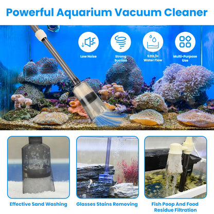 US Local 1 Set Multifunctional Electric Aquarium Gravel Cleaner Kit Length Adjustable Automatic Fish Tank Vacuum Cleaner Change Water Wash Sand Filter Dirt Removal