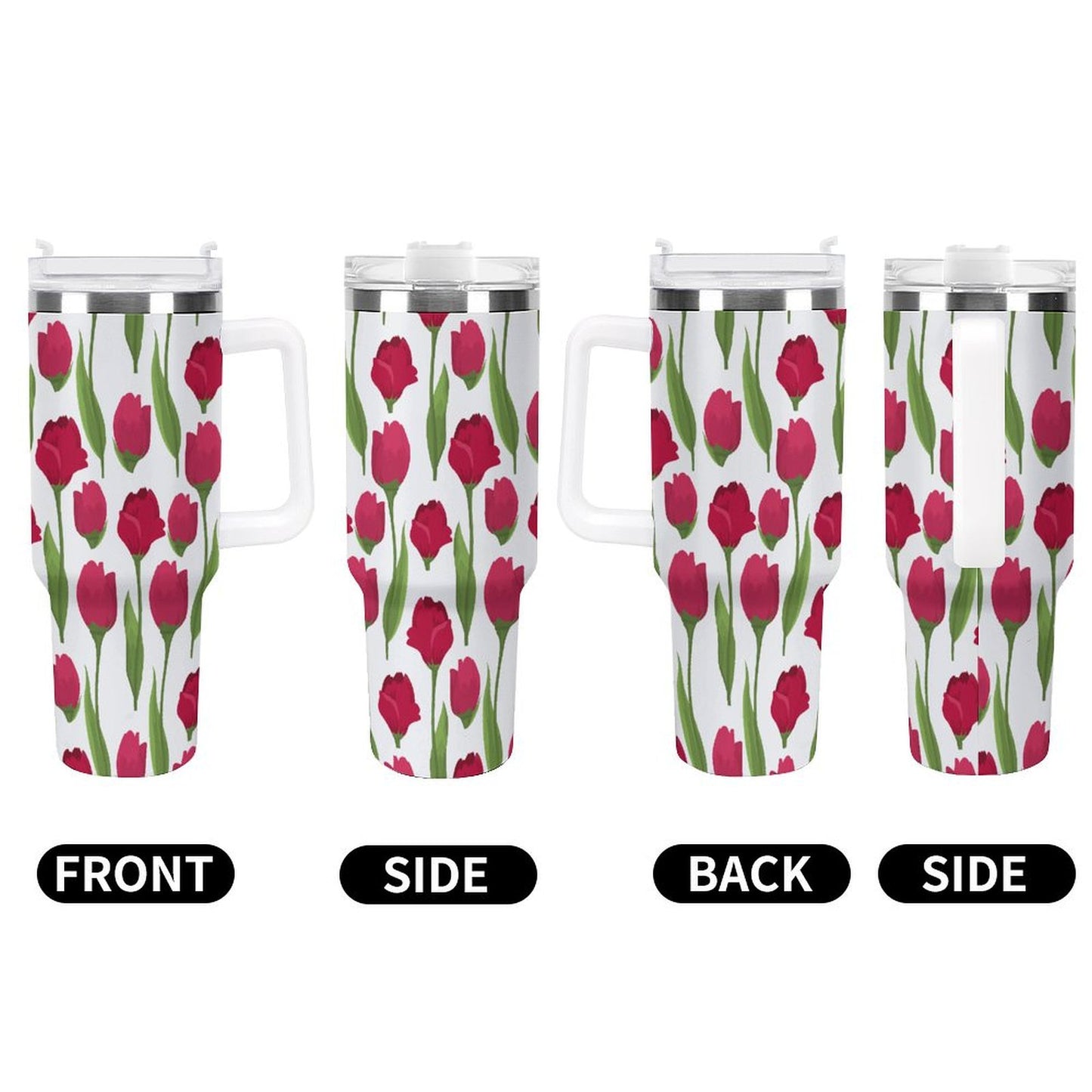 PHDT00445 POD US Local Tumbler 40 oz Large Capacity Car Cup Roses, Red Green