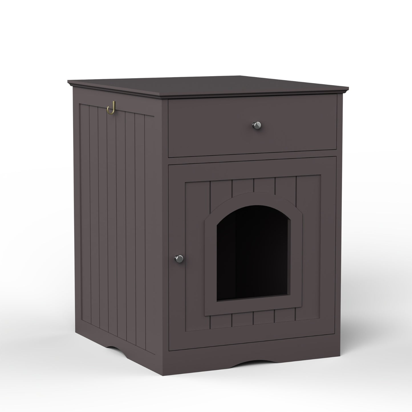 US Local Wooden Pet House Cat Litter Box Enclosure With Drawer & Side Table