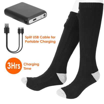 US Local 1 Pair  Electric Heated Socks For Men Women Battery Powered Heated Socks Rechargeable Feet Warmer With 4 Temperature Levels Indoor Outdoor Machine Washable